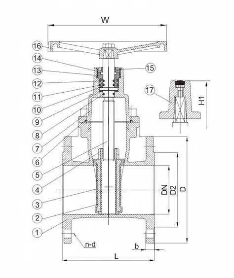 Double Flange Cast Iron Manual Gate Valve Price List Handwheel Wedge-Type